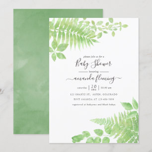 Aquarel Groene Baby Shower Uitnodiging