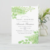 Aquarel Groene Baby Shower Uitnodiging (Staand voorkant)