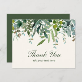 Aquarel groene bladeren dank je wel  bedankkaart