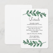 Aquarel groene bladeren Huwelijksdetails Enclosure Aankondiging (Voorkant / Achterkant)