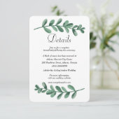 Aquarel groene bladeren Trouwdetails Enclosure Aankondiging (Staand voorkant)