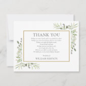 Aquarel Groene Bloemen Grafgedicht Bedankkaart (Voorkant)