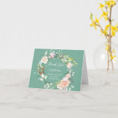 Aquarel Groene Bloemige Trouw Dank Je Kaart (Gele Bloem)