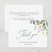 Aquarel Groene Bruidsdouche Bedankkaart (Voorkant / Achterkant)
