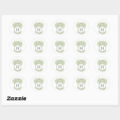 Aquarel Groene en Witte Hortensia Bruiloftskrans Ronde Sticker (Vel)