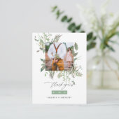 Aquarel Groene Huwelijksfoto Bedankt Briefkaart (Staand voorkant)