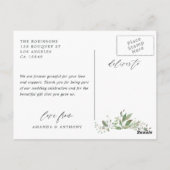 Aquarel Groene Huwelijksfoto Bedankt Briefkaart (Achterkant)