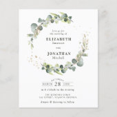Aquarel groene krans trouw uitnodiging (Voorkant)