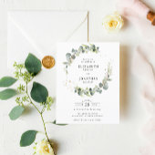 Aquarel groene krans trouw uitnodiging