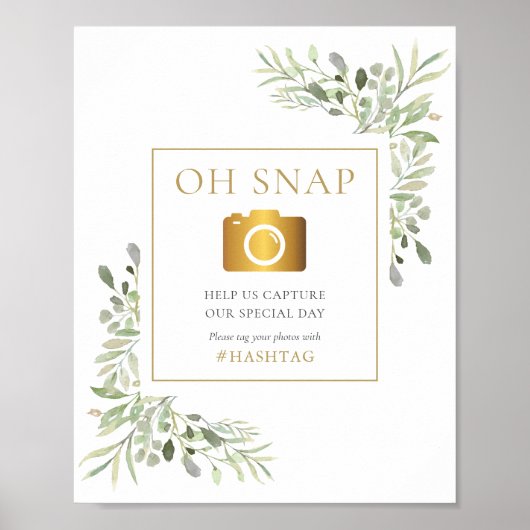 Aquarel Groene Oh Snap Teken Poster (Voorkant)