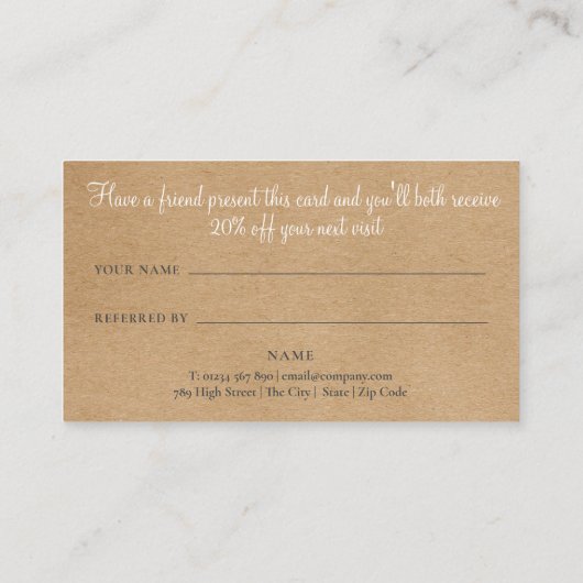 Aquarel Groene Tinten Rustieke Kraft Aanbevelingskaartje (Achterkant)