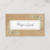 Aquarel Groene Tinten Rustieke Kraft Aanbevelingskaartje (Voorkant)