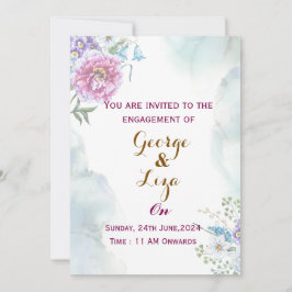 Aquarel Groene Verlovingsuitnodiging Kaart