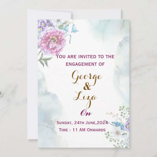 Aquarel Groene Verlovingsuitnodiging Kaart (Voorkant)