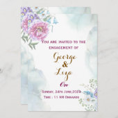 Aquarel Groene Verlovingsuitnodiging Kaart (Voorkant / Achterkant)