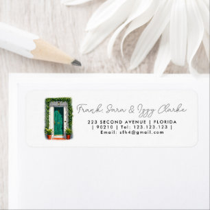 Aquarel groene voordeur elegante bruiloft etiket