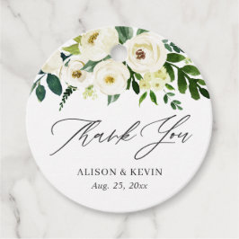 Aquarel Groene Witte Bloemige Dank je Bedankjes Labels