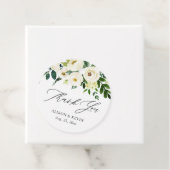 Aquarel Groene Witte Bloemige Dank je Bedankjes Labels (In situ)