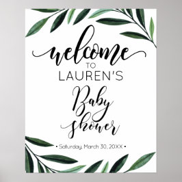 Aquarel Groenery Baby Shower Welkom Poster