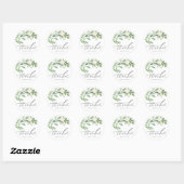 Aquarel Groenery en Witte Bloem Dank je Ronde Sticker (Vel)