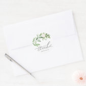Aquarel Groenery en Witte Bloem Dank je Ronde Sticker (Envelop)