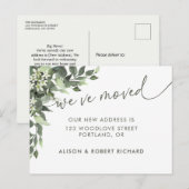 Aquarel Groenery Script Verhuisbericht Briefkaart (Voorkant / Achterkant)