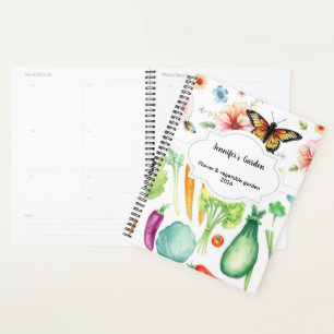 Aquarel groenten bloemen persoonlijke tuin planner