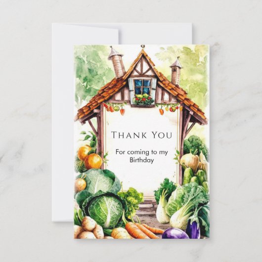 Aquarel Groenten Boerenmarkt Verjaardag Bedankkaart (Voorkant)