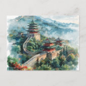 Aquarel Grote Muur China Azië Reizen Briefkaart (Voorkant)