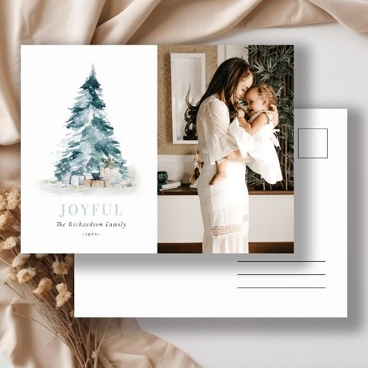 Aquarel Grove Denn Kerstdag Cadeau Foto Feestdagenkaart