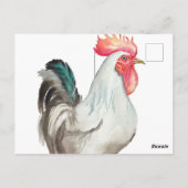 Aquarel hand tekening van een Haan Briefkaart (Achterkant)