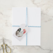 Aquarel hand tekening van een Haan Cadeaulabel (Met Touw)