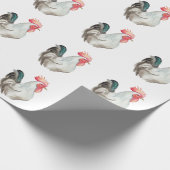 Aquarel hand tekening van een Haan Cadeaupapier (Hoek)