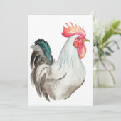 Aquarel hand tekening van een Haan Kaart (Staand voorkant)