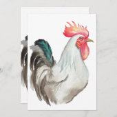 Aquarel hand tekening van een Haan Kaart (Voorkant / Achterkant)