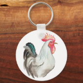 Aquarel hand tekening van een Haan Sleutelhanger (Voorkant)