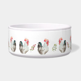 Aquarel hand tekening van een Haan Voerbakje