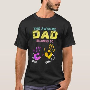 Aquarel Handgedrukt Vader Papa Zoon Kind Cadeau T-shirt