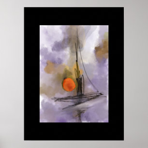 Aquarel handgetekend schip op de torque  poster