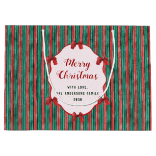 Aquarel Handgetekende Rode Strikken Kerst Groot Cadeauzakje