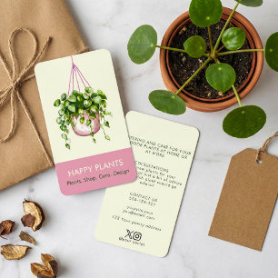 Aquarel Hangende Plant Roze en Crème Visitekaartje