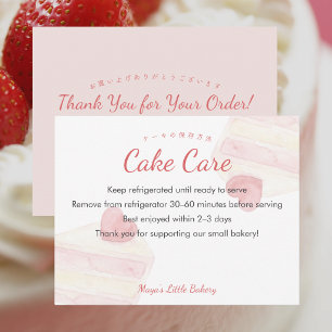 Aquarel Hart Cake Verzorgingsinstructies Bedankkaart