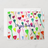 Aquarel harten Happy Birthday kunst Briefkaart (Voorkant / Achterkant)