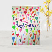 Aquarel harten Happy Birthday kunst Kaart (Gele Bloem)
