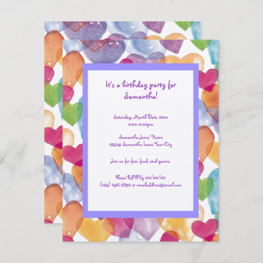 Aquarel Harten Kaart (Voorkant / Achterkant)