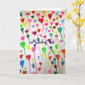 Aquarel hartjes kunst Missing You love card Kaart (Gele Bloem)