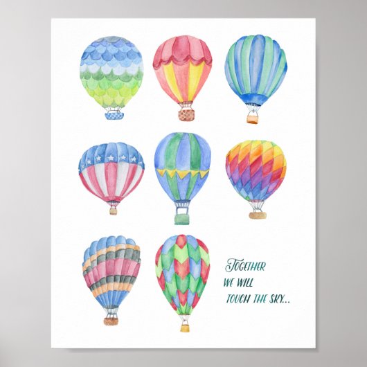 Aquarel Heet Luchtballon Citaat Kunst 4- 8"X10" Poster (Voorkant)