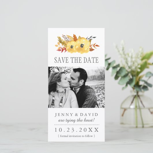 Aquarel Herfst Bewaar de datum Fotokaarten Save The Date (Staand voorkant)