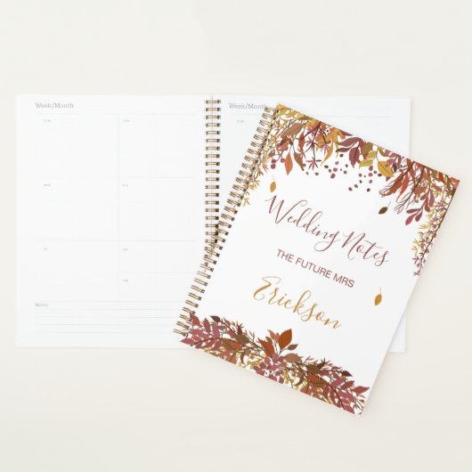 Aquarel herfst bladeren Bruiloft Planner (Display)