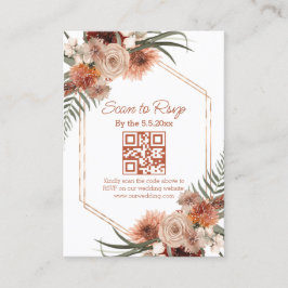 aquarel herfst bloem qr code rsvp bruiloft informatiekaartje